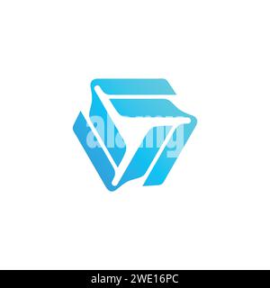 Abstrakte Logo-Dreieck verdrehte blaue Vektor-Designvorlage. Vektorabbildung Stock Vektor