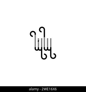WW Simple Curved Concept Initial Logo Design schwarz-weißer Hintergrund Stock Vektor