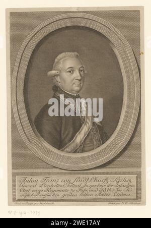 PortraT van Anton Franz Hermann von Lindt, H.W. Scheibner, nach H. Schmidt, 1740 - 1799 Druckpapierstich historischer Personen. Ritterorden (ROTE EAGLE-BESTELLUNG) Stockfoto