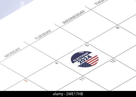 Symbol für die Erinnerung an die Wahlen. Kalender mit amerikanischem Sternsymbol. Stock Vektor