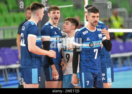 Argentiniens Nationalmannschaft feiert. Volleyball-Weltmeisterschaft 2022. Stockfoto