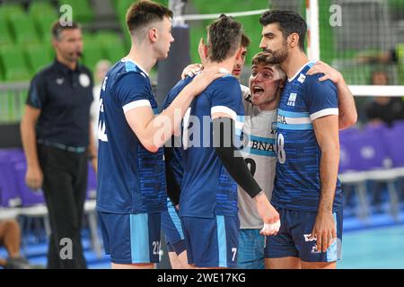 Argentiniens Nationalmannschaft feiert. Volleyball-Weltmeisterschaft 2022. Stockfoto