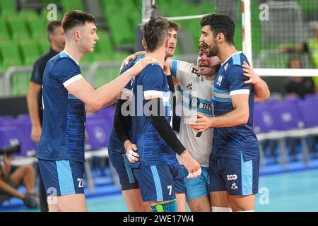 Argentiniens Nationalmannschaft feiert. Volleyball-Weltmeisterschaft 2022. Stockfoto