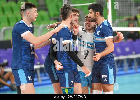 Argentiniens Nationalmannschaft feiert. Volleyball-Weltmeisterschaft 2022. Stockfoto