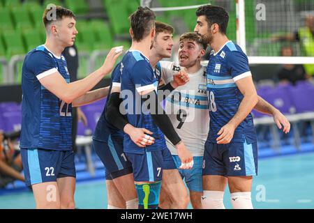 Argentiniens Nationalmannschaft feiert. Volleyball-Weltmeisterschaft 2022. Stockfoto