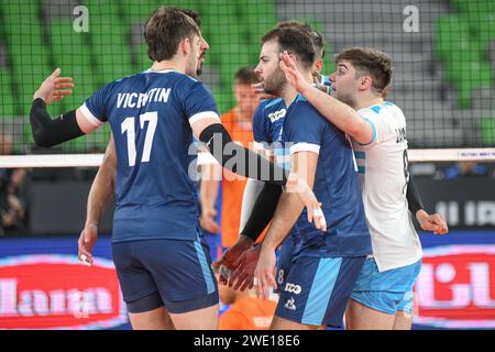 Argentiniens Nationalmannschaft feiert. Volleyball-Weltmeisterschaft 2022. Stockfoto