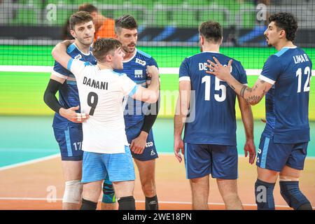 Argentiniens Nationalmannschaft feiert. Volleyball-Weltmeisterschaft 2022. Stockfoto