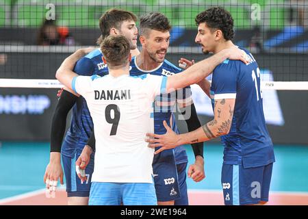 Argentiniens Nationalmannschaft feiert. Volleyball-Weltmeisterschaft 2022. Stockfoto