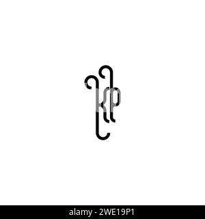KP Simple Curved Concept Initial Logo Design schwarz-weißer Hintergrund Stock Vektor