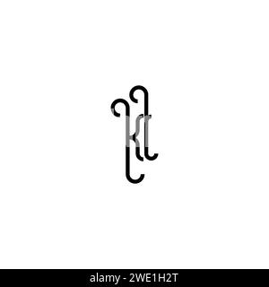 KL Simple Curved Concept Initial Logo Design schwarz-weißer Hintergrund Stock Vektor