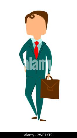 Geschäftsmann mit Diplomat. Handzeichnung. Nicht AI, Vektorillustration Stock Vektor