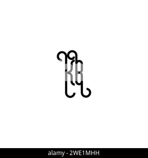 KB Simple Curved Concept Initial Logo Design schwarz-weißer Hintergrund Stock Vektor