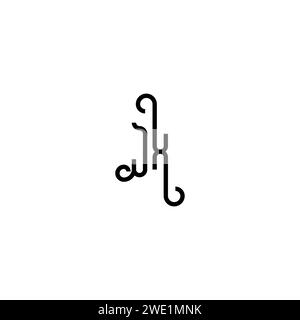 JX Simple Curved Concept Initial Logo Design schwarz-weißer Hintergrund Stock Vektor