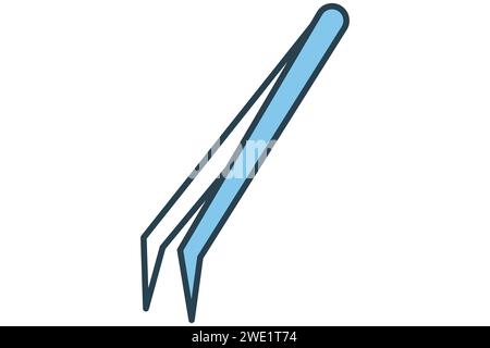 Pinzettensymbol. Symbol für Augenbrauenpflege und Präzision. Symbolstil für flache Linien. Elementabbildung Stock Vektor
