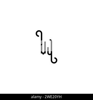 VJ Simple Curved Concept Initial Logo Design schwarz-weißer Hintergrund Stock Vektor