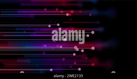 Leuchtend blau-rot abstrakter futuristischer High-Tech-Hintergrund. Vektordesign für verschwommene Verbindungslinien Stock Vektor