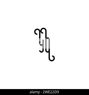 YO einfaches, geschwungenes Konzept, erstes Logo-Design, schwarz-weißer Hintergrund Stock Vektor