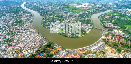 Thu Dau Mot City, Provinz Binh Duong, Vietnam, Luftaufnahme. Dies ist eine neu gegründete Stadt im Südosten Vietnams Stockfoto