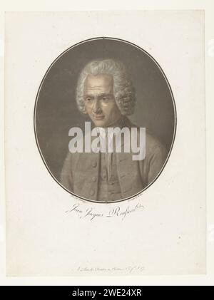Portret van Jean -Jacques Rousseau, Pierre Michel Alix, nach Jean Francois Garnerey, 1791 - 1795 Druck Porträt des französischen Philosophen Jean-Jacques Rousseau, in einem Oval. Druckerei: Frankfurter: Paris-Papier Stockfoto