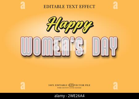 EPS-Vektor-Texteffekt im 3D-Stil zum Happy Women's Day Stock Vektor