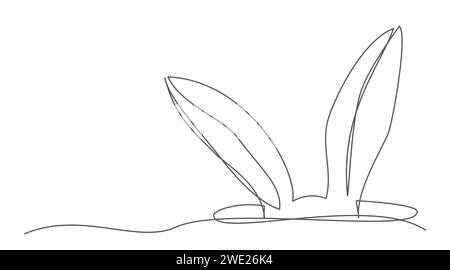 Osterkaninchen eine Linie Zeichnung isoliert auf weißem Hintergrund Stock Vektor