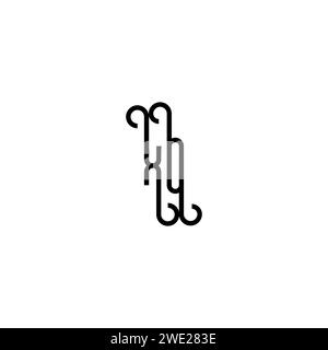 XO Simple Curved Concept Initial Logo Design schwarz-weißer Hintergrund Stock Vektor