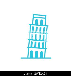 Antike Architektur, Turm von pisa, aus blauem Symbol Set Stock Vektor
