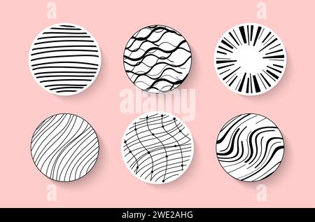 Ein großer Satz handgezeichneter Kritzelkreise abstrakte Muster. Stock Vektor