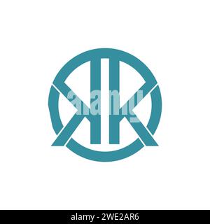 Logo-Illustration Vektorgrafik des doppelten k-Buchstabens. Buchstaben Monogramm-Logo KK oder K innerhalb der Kreisform Stock Vektor
