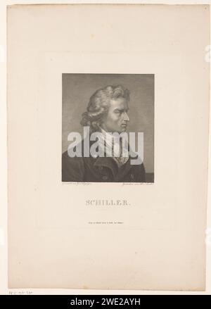 Porträt van Friedrich von Schiller, Heinrich Lödel, nach Franz Gerhard von Kügelgen, 1808 - 1861 Kupferstich historischer Personen. Schriftsteller, Dichter, Autor Stockfoto