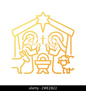 Symbol für lineare Vektorverläufe der Krippenszene Stock Vektor