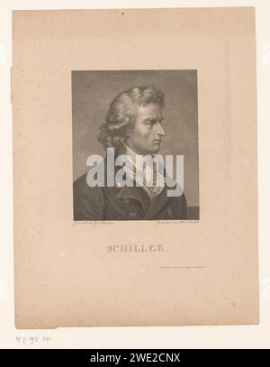 Porträt van Friedrich von Schiller, Heinrich Lödel, nach Franz Gerhard von Kügelgen, 1808 - 1861 Kupferstich historischer Personen. Schriftsteller, Dichter, Autor Stockfoto