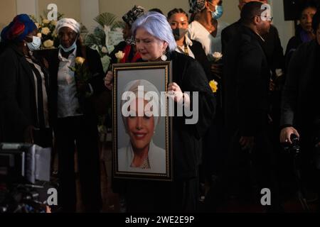 Bogota, Kolumbien. Januar 2024. Die Menschen nehmen am 22. Januar 2024 am kolumbianischen Kongress in Bogota, Kolumbien, Teil, als der kolumbianische Senator für die politische Allianz „Pacto Historico“ Piedad Cordoba. Foto: Chepa Beltran/Long Visual Press Credit: Long Visual Press/Alamy Live News Stockfoto