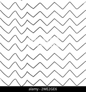 Nahtloses Zick-Zack-Muster mit Schraffur. Textur in handgezeichnetem Bleistiftstil. Stock Vektor