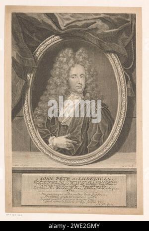 Porträt van Johann Peter von Ludewig, Martin Bernigeroth, nach Georg Balthasar von Sand, 1720 Druck Leipziger Papierstich historischer Personen Stockfoto