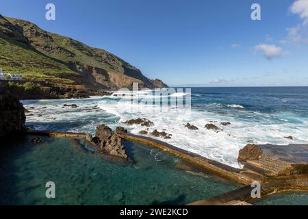 Natürliche Schwimmbäder (Piscinas de La Fajana) auf der Insel La Palma (Kanarische Inseln, Spanien) Stockfoto