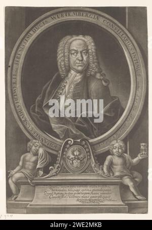 Porträt van Johannes Cunradus Helwer, Ferdinand Stenglin, 1738 - 1799 Druck Stuttgarter Papier historische Personen. Waffenlager, Heraldik Stockfoto