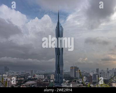 Der Warisan Merdeka Tower Wolkenkratzer in Kuala Lumpur, Malaysia. Stockfoto