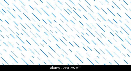 Handgezeichnete blaue diagonale Linien auf weißem Hintergrund. Nahtlose Textur mit gestrichelten Strichen. Regenmuster. Abstrakte moderne Vektortextur. Geschenkpapier Stock Vektor