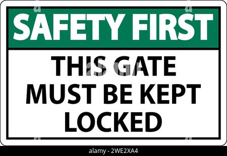 Sicherheitsschild, Tor Muss Verriegelt Bleiben Stock Vektor