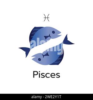 Pisces Tierkreiszeichen Logo Symbol isoliertes Horoskop Symbol Vektor Illustration Stock Vektor