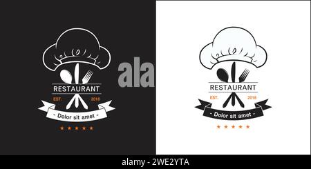 Professioneller Koch oder Küchenchef Hut Logo isolierte Vorlage. Logo für Geschäft, Hauskoch und Restaurantchef auf weißem Hintergrund Vektor-Illustration Stock Vektor