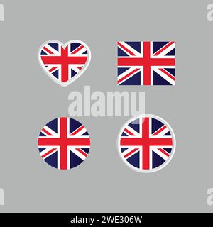 Satz von united Kingdom Flag Design Vektor Sammlung isoliert Stock Vektor