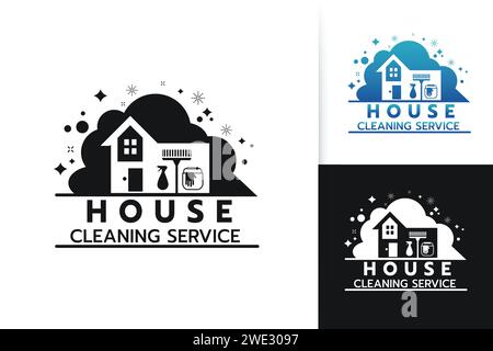 Satz von Haus Reinigung Logo Designs Konzept, Haus Reinigung Service Logo kreative Logo Vorlage auf weißem Hintergrund Vektor Illustration Stock Vektor