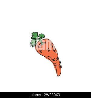 Karotten-Cartoon-Symbol im Doodle-Stil. Lebensmittel Gemüse flaches Symbol Konzept isoliert auf weißem Hintergrund Vektor Illustration Stock Vektor