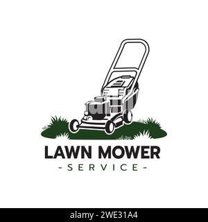 Rasenmäher Service Logo Symbol isoliert, Rasenmähen schneiden Gras, Gärtner Service Logo Symbol isoliert auf weißem Hintergrund Vektor Illustration Stock Vektor