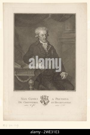 PortraT van Maximilian Johann Franz Graf von Preysing, Joseph Peter Paul Rauschmayr, nach Josef Georg von Edlinger, 1768 - 1815 Druckpapier historische Personen. Buch. Ritterorden (ROTE EAGLE-REIHENFOLGE). Waffenlager, Heraldik Stockfoto