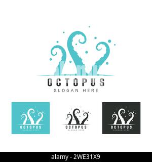 Set von Silhouette Logo Oktopus Tentakeln, Vektor-Objekt für Logos, Tattoos, Karten und Ihr Design auf weißem Hintergrund Vektor-Illustration Stock Vektor