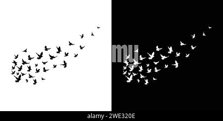 Vogel fliegende Silhouette isoliert auf weißem Hintergrund Vektor Design Element Illustration. Stock Vektor