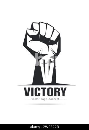 Das stilisierte Bild der Fist Victory Logo-Vorlage für Cover, Logo, Poster, Einladungen auf weißem Hintergrund Vektor-Illustration Stock Vektor